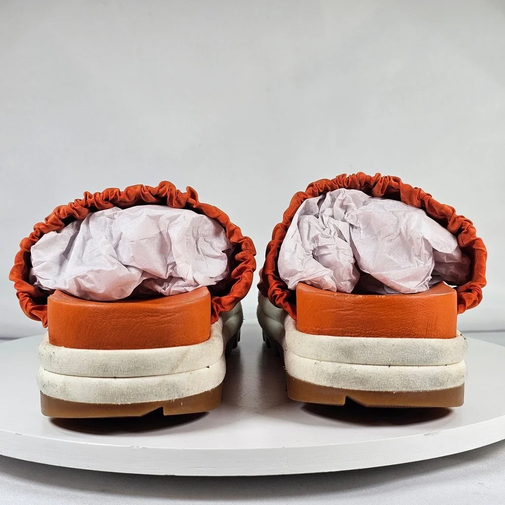 Sorel Kinetic Impact II‎ Slide Orange Ruched Platform Sandals NL471 Womens 8.5